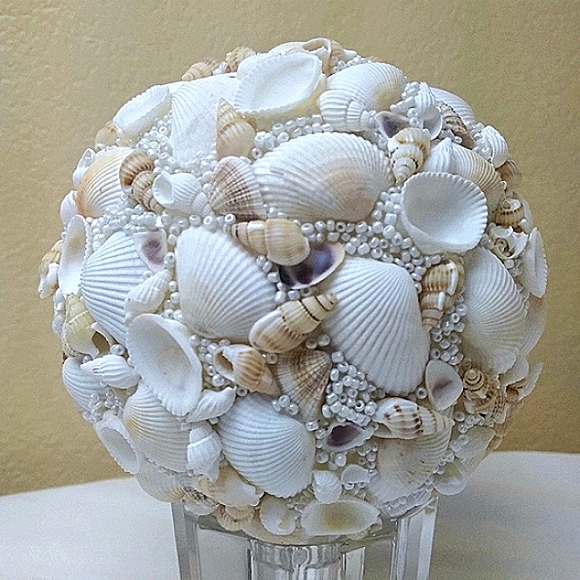 NWT 5" Hanging Glass Bead/Seashell Ball - Picture 8 of 10